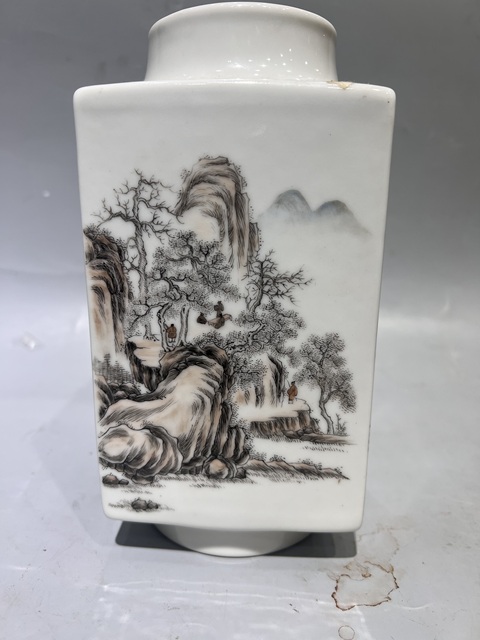 古玩陶瓷墨彩琮式瓶真品鑒賞圖