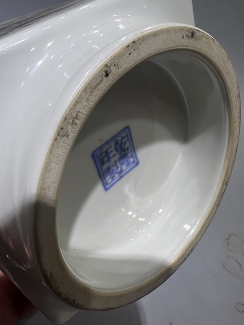 古玩陶瓷墨彩琮式瓶真品鑒賞圖