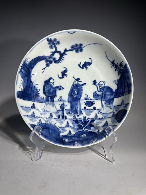 古玩陶瓷福祿壽三星深腹盤真品鑒賞圖