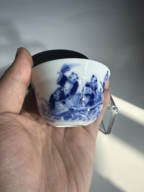 古玩陶瓷八仙人物臥足小蓋碗拍賣，當前價格6888元
