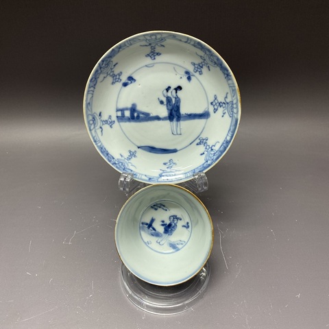 古玩陶瓷清康熙·人物紋·青花杯碟拍賣,當前價格2360元
