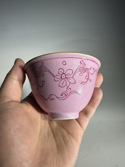 古玩陶瓷胭脂紅花卉紋茶園拍賣，當前價格2688元