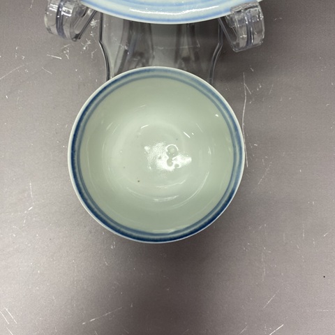古玩陶瓷清雍正·樓閣山水青花杯碟拍賣,當(dāng)前價格2000元