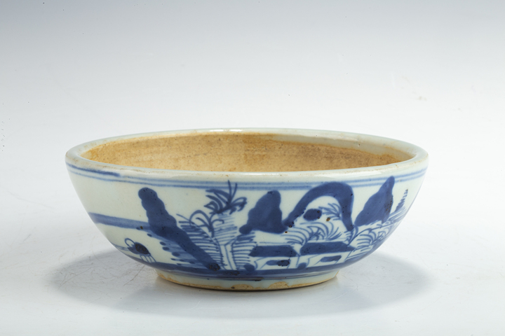古玩陶瓷清晚·青花山水紋研缽
真品鑒賞圖