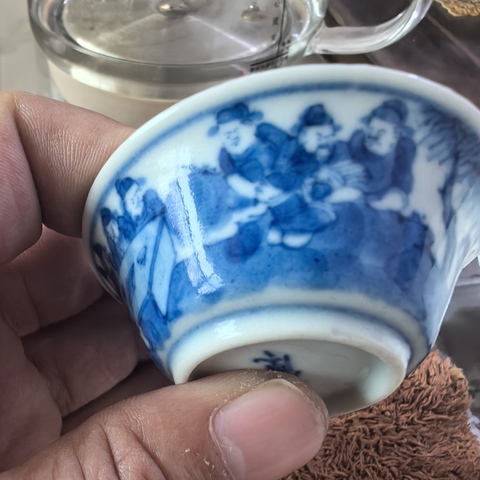 古玩陶瓷十八學(xué)士人物杯真品鑒賞圖