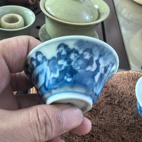 古玩陶瓷十八學(xué)士人物杯真品鑒賞圖