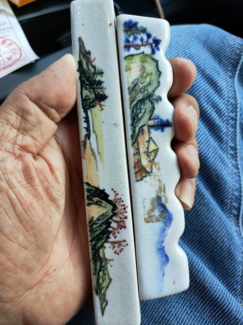 古玩陶瓷粉彩山水人物筆架山真品鑒賞圖