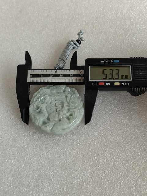 古玩玉器天然翡翠雕“鳳凰牡丹”牌拍賣，當前價格480元