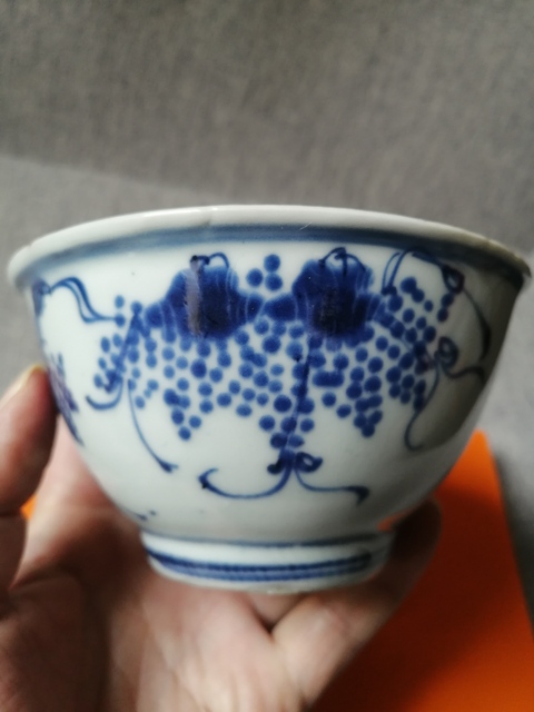 古玩陶瓷明末清初仿成化青花杯真品鑒賞圖