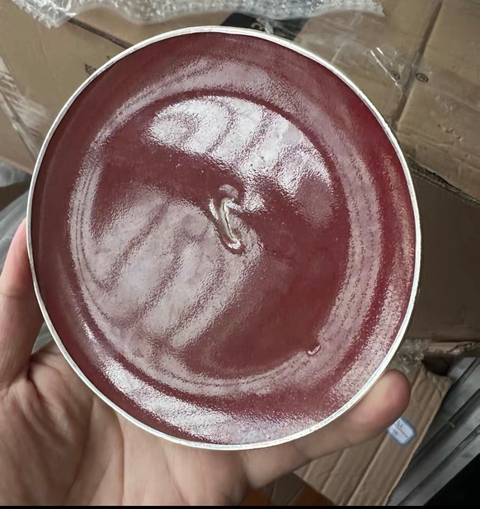 古玩陶瓷霽紅釉盤真品鑒賞圖