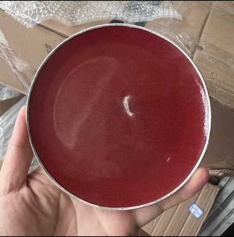 古玩陶瓷霽紅釉盤真品鑒賞圖