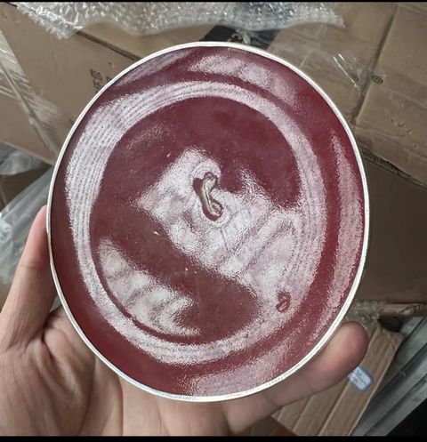 古玩陶瓷霽紅釉盤真品鑒賞圖