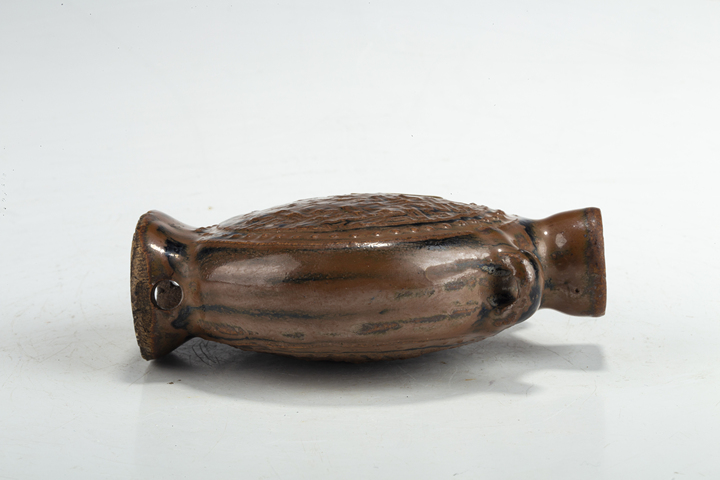 古玩陶瓷民國·醬釉幾何紋雙系扁壺拍賣，當前價格1280元