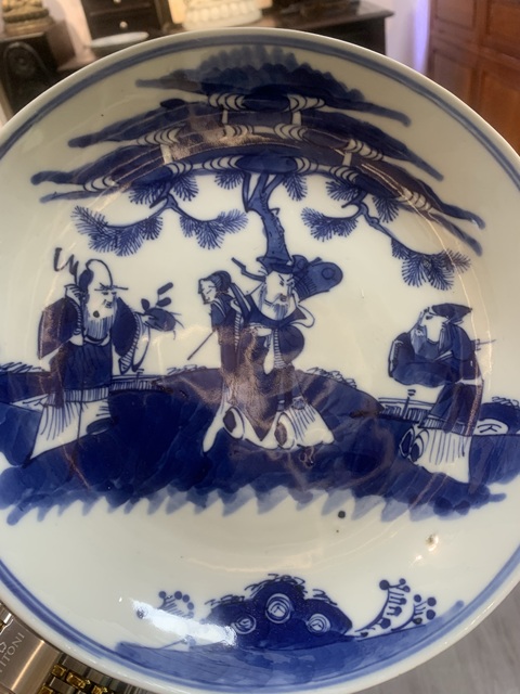 古玩陶瓷青花三星高照盤真品鑒賞圖