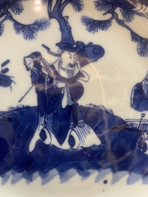 古玩陶瓷青花三星高照盤真品鑒賞圖