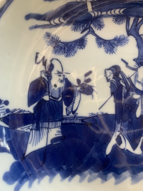 古玩陶瓷青花三星高照盤真品鑒賞圖