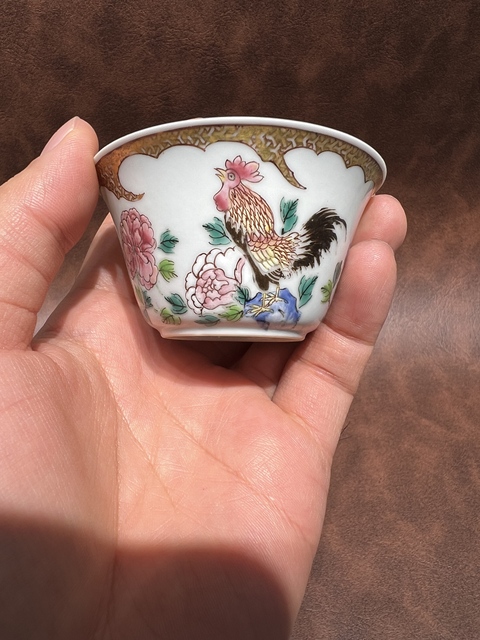 古玩陶瓷富貴大吉圖粉彩盤真品鑒賞圖