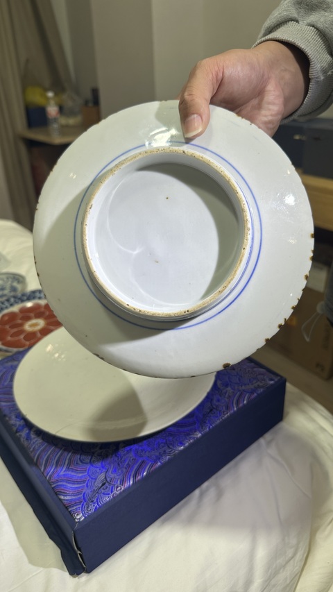 古玩陶瓷青花鐵銹斑竹紋盤真品鑒賞圖