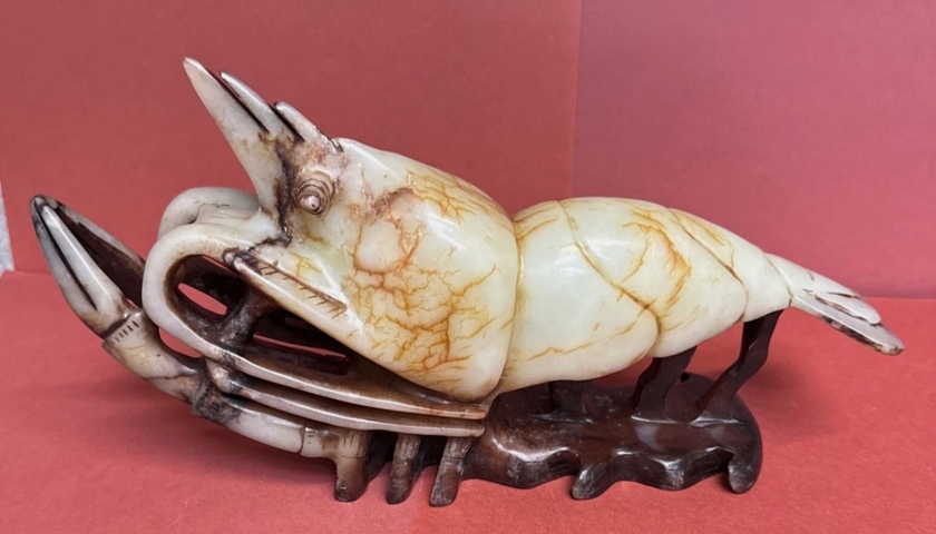 古玩玉器和田玉蝦擺件真品鑒賞圖