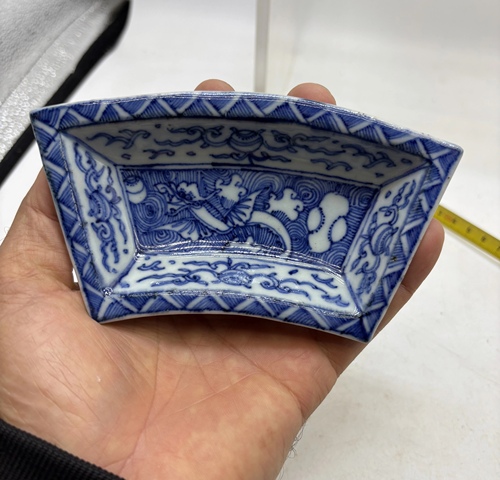 古玩陶瓷清早期 青花海水怪獸格洗真品鑒賞圖