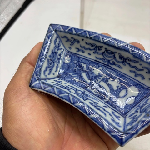 古玩陶瓷清早期 青花海水怪獸格洗真品鑒賞圖