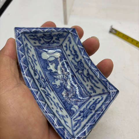 古玩陶瓷清早期 青花海水怪獸格洗真品鑒賞圖