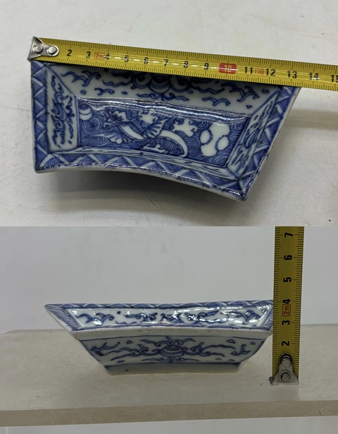 古玩陶瓷清早期 青花海水怪獸格洗真品鑒賞圖