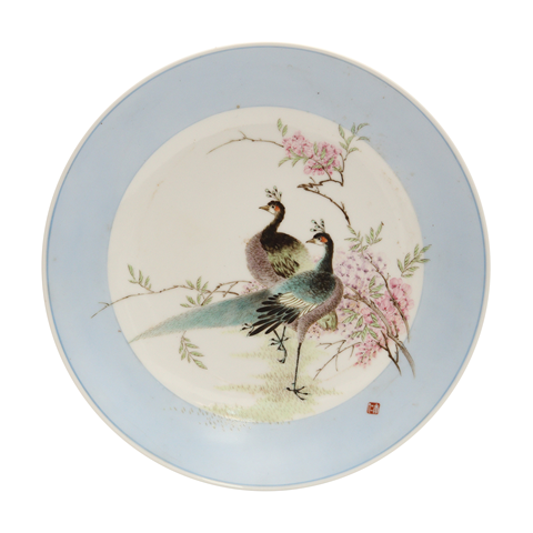 古玩陶瓷景德鎮制款花鳥紋盤真品鑒賞圖