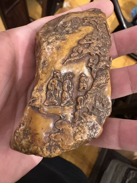 古玩玉器壽山石雕“人物故事”把件真品鑒賞圖