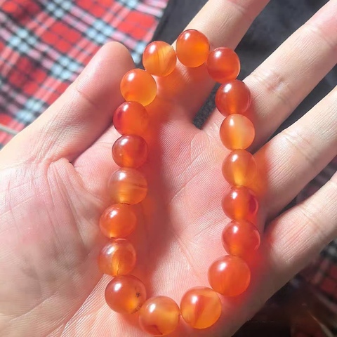 古玩玉器天然瑪瑙珠串真品鑒賞圖
