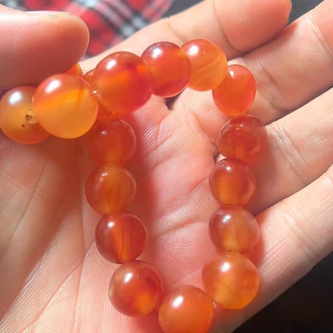 古玩玉器天然瑪瑙珠串真品鑒賞圖