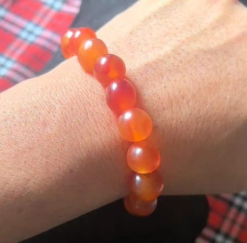 古玩玉器天然瑪瑙珠串真品鑒賞圖