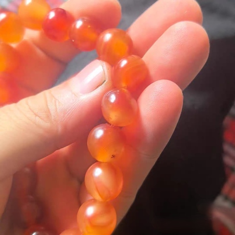 古玩玉器天然瑪瑙珠串真品鑒賞圖