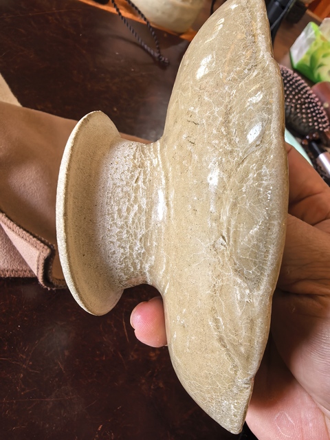 古玩陶瓷唐長沙窯青釉褐綠彩壓花蓮花紋海棠杯真品鑒賞圖