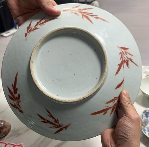 古玩陶瓷粉彩花鳥盤真品鑒賞圖