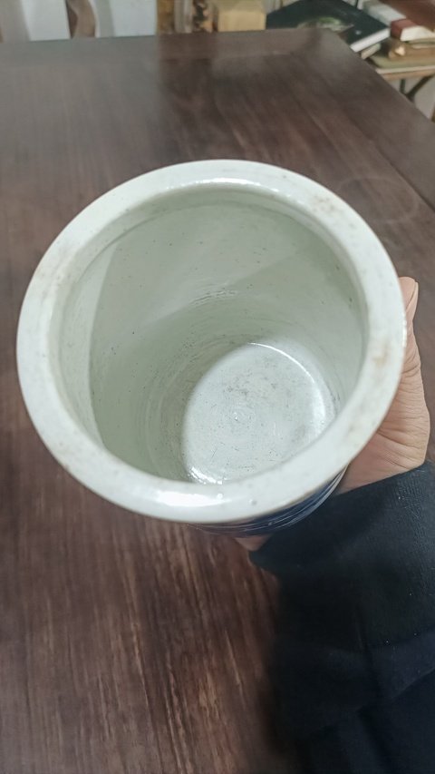 古玩陶瓷青花山水紋筆筒真品鑒賞圖