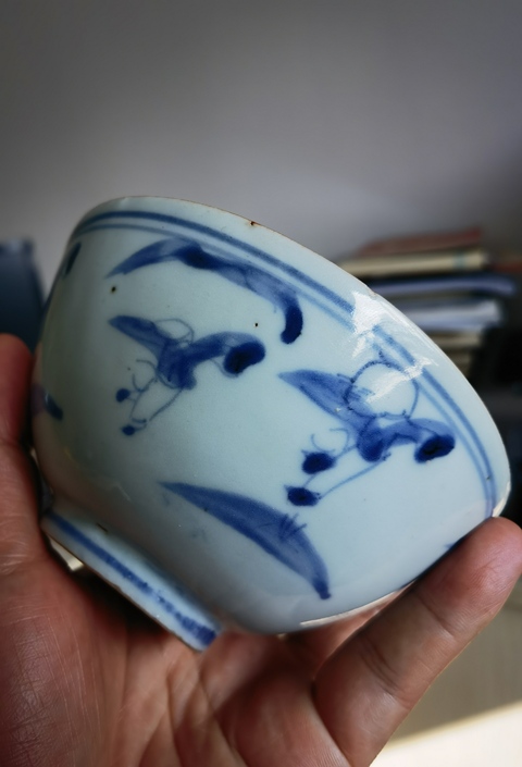 古玩陶瓷青花嬰戲圖茶碗真品鑒賞圖