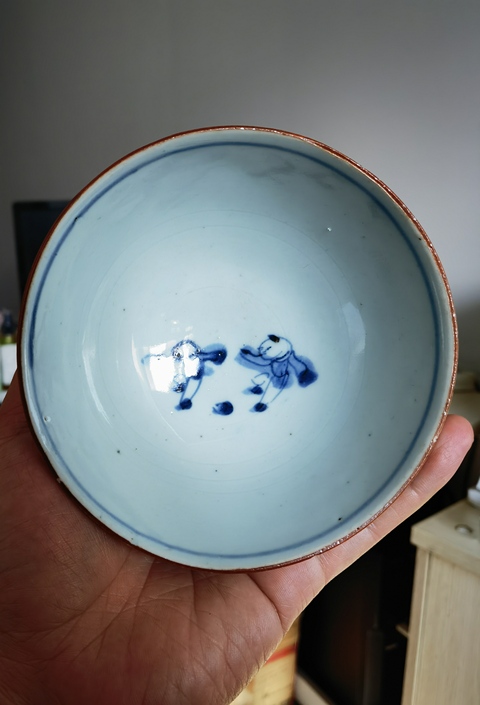 古玩陶瓷青花嬰戲圖茶碗真品鑒賞圖