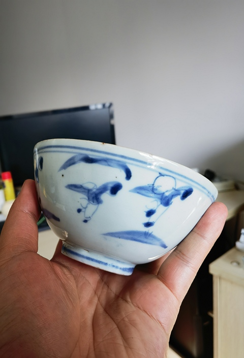 古玩陶瓷青花嬰戲圖茶碗真品鑒賞圖