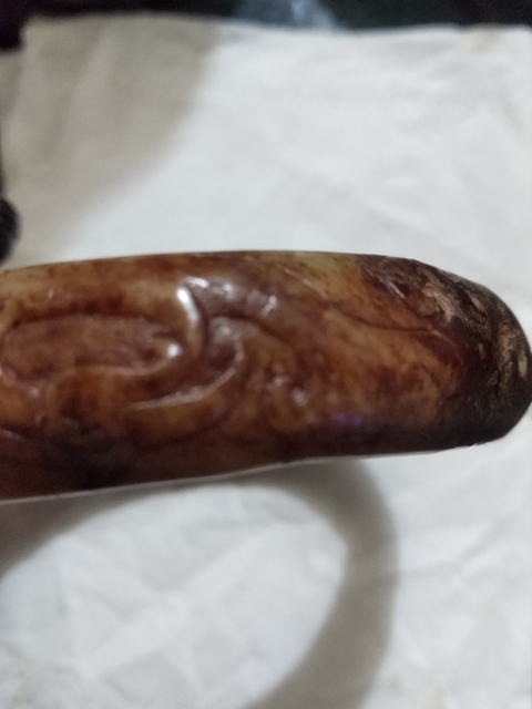 古玩玉器明代螭紋玉鐲真品鑒賞圖