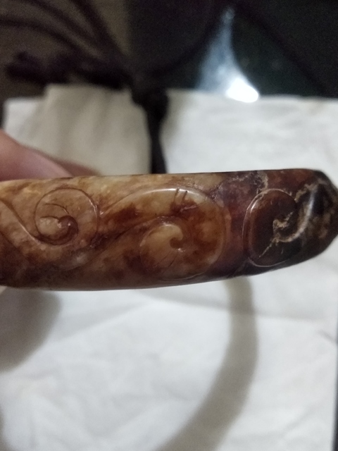 古玩玉器明代螭紋玉鐲真品鑒賞圖