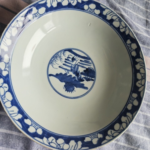 古玩陶瓷青花三星高照折沿碗真品鑒賞圖