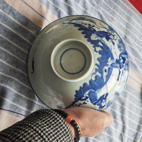 古玩陶瓷青花三星高照折沿碗真品鑒賞圖