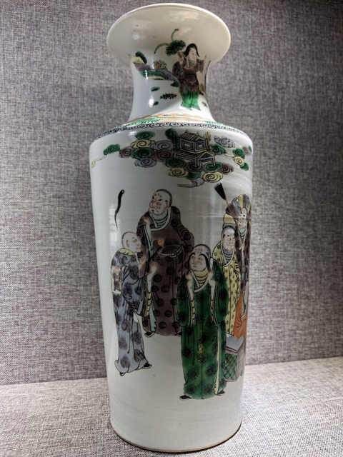 古玩陶瓷十八羅漢五彩瓶真品鑒賞圖