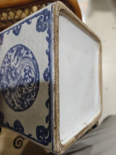 古玩陶瓷四方倭角青花水呈真品鑒賞圖