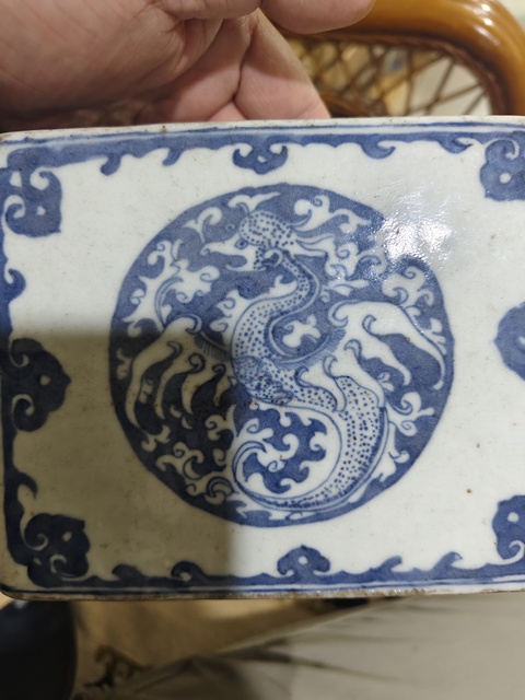 古玩陶瓷四方倭角青花水呈真品鑒賞圖