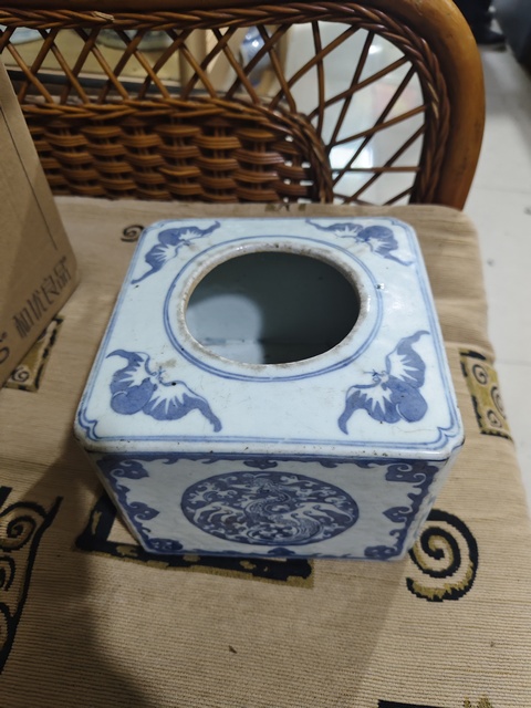 古玩陶瓷四方倭角青花水呈真品鑒賞圖