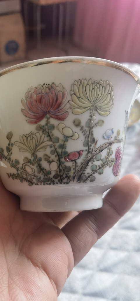 古玩陶瓷民國 江西瓷業(yè)公司花鳥蓋碗真品鑒賞圖