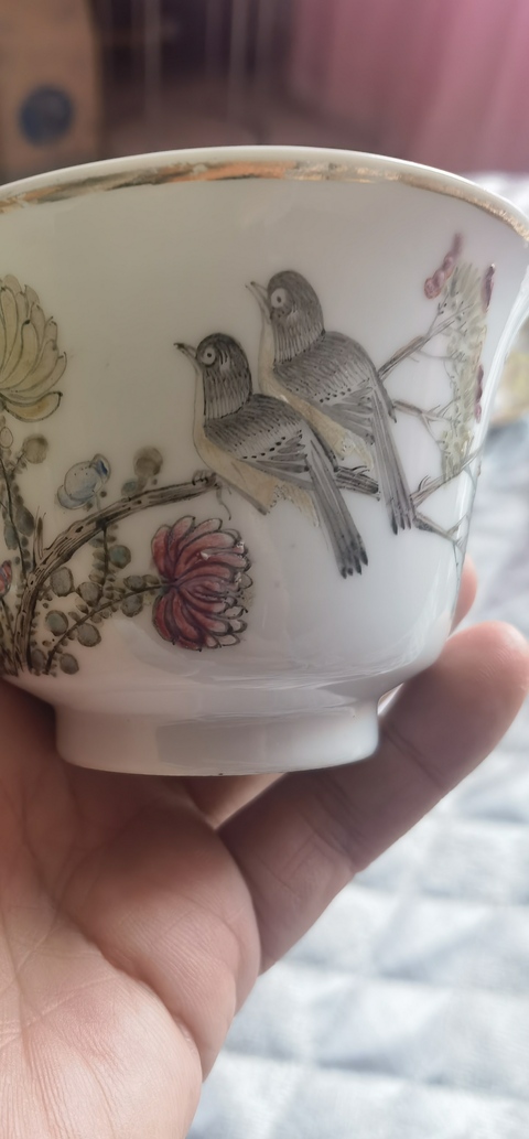 古玩陶瓷民國 江西瓷業(yè)公司花鳥蓋碗真品鑒賞圖