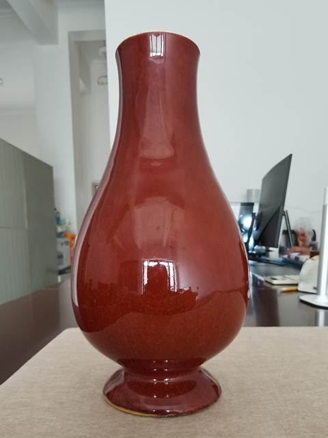 古玩陶瓷紅釉尊真品鑒賞圖